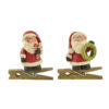 178-51973 S/2 santa w/ candycane & wreath on clothespin