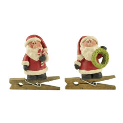 178-51973 S/2 santa w/ candycane & wreath on clothespin