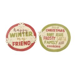 188-11890 S/2 "HAPPY WINTER/JOYS OF CHRISTMAS" PLAQUES W/EASEL