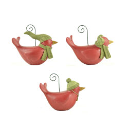 188-12090 Ornament-S/3 WINTER RED BIRDS