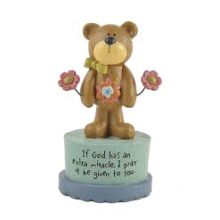 131-84721 'GOD HAS EXTRA MIRACLE' STANDING BEAR W/FLOWERS