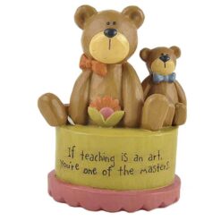131-84723 'TEACHING IS AN ART' SITTING BEARS ON BLOCK