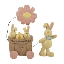 141-87986 BUNNY PULLING BLESSED EASTER BASKET