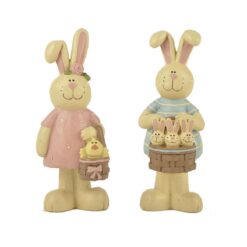 141-87995 S/2 BUNNIES W/CHICK/BUNNIES IN BASKET