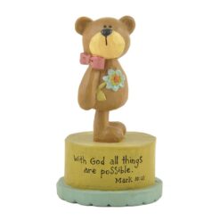 141-88142 'WITH GOD' STANDING BEAR ON BASE W/FLOWER