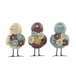 143-88492 S/3 BIRDS W/FLOWER BOUQUETS