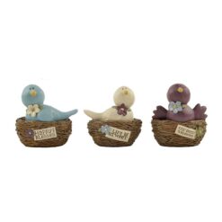 143-88498 S/3 BLESSED/TWEET BIRDS IN BIRD NESTS