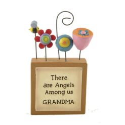 143-88508 'ANGELS AMONG US..GRANDMA' BLOCK W/FLOWERS