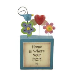 143-88511 'HOME IS…MOM'' BLOCK W/FLOWERS