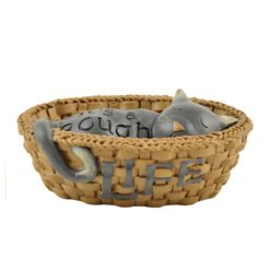 144-88778 'ROUGH LIFE' CAT IN BASKET