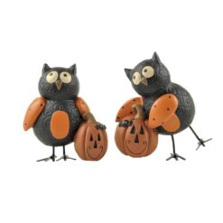 146-88634 S/2 POLKA DOT WING OWLS W/JACKOLANTERNS