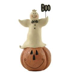 146-88638 WHITE GHOST W/SIGN ON PUMPKIN