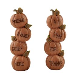 146-88802 S/2 'FRIENDS/THANKS' STACKED PUMPKINS