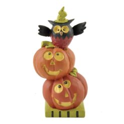 146-88819 TWO STACKED JACKOLANTERNS W/OWL