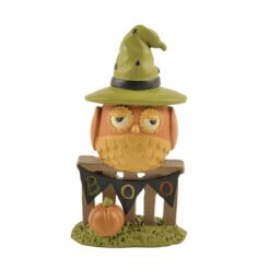 146-88889 OWL W/WITCH HAT ON FENCE
