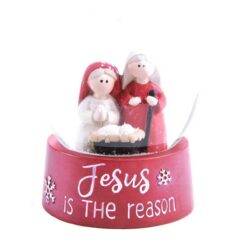 198-12387 JESUS IS THE REASON SNOW GLOBE WITH HOLY FAMILY