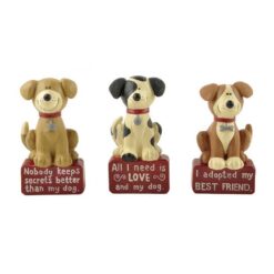 1466-88876 S/3 SECRETS/LOVE/FRIEND DOGS ON RED BLOCK
