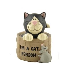 1466-88877 'CAT PERSON' BASKET W/CAT/MOUSE