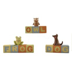 1466-88910 S/3 DOG/OWL/FROG BLOCKS W/ANIMALS