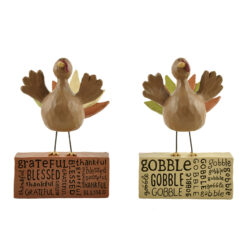 147-88607 S/2 'GOBBLE/BLESSED' TURKEYS ON BLOCKS