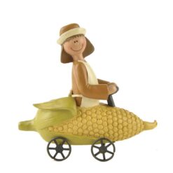 147-88852 GIRL PILGRIM ON CORN CART