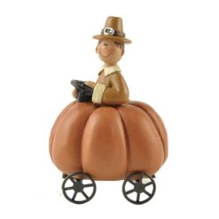 147-88853 BOY PILGRIM ON PUMPKIN CART