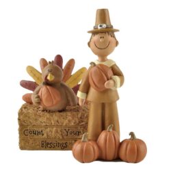 147-88855 'BLESSING' HAY BALE W/TURKEY/PILGRIM