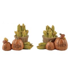 147-88858 S/2 'THANKFUL/BLESSED' PUMPKINS W/CORN