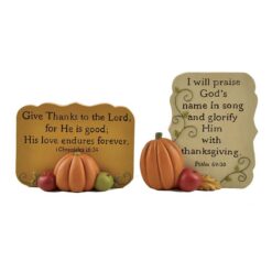 147-88900 S/2 'GIVE THANKS/PRAISE' PLAQUES W/PUMPKINS