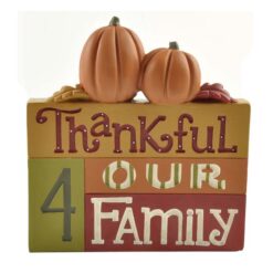 147-89733 ‘Thankful 4 Our Family’ Plaque w/pumpkins