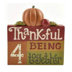 147-89734 ‘Thankful 4 Being Together’ Plaque w/pumpkins