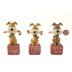 148-88731 S/3 DOGS W/CANDY ON BLOCKS