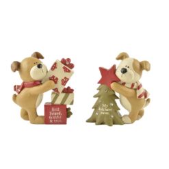 148-88734 S/2 DOGS W/JEWEL PRESENTS/TREE