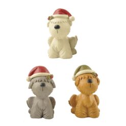 148-88737 S/3 DOGS W/HATS/MISTLETOE