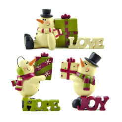 148-88766 S/3 LOVE/HOPE/JOY SNOWMEN W/GIFTS
