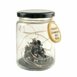 196-12238 spiders in glass jar w LED fairy light