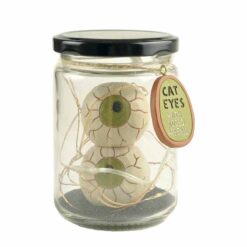 196-12240 eyes in glass jar w LED fairy light