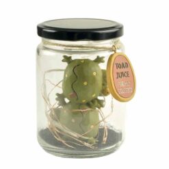 196-12241 frogs in glass jar w LED fairy light