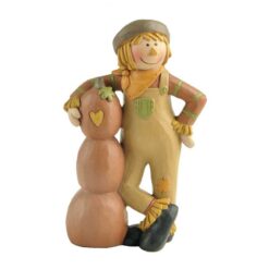 196-12242 4" scarecrow with stacked pumpkins