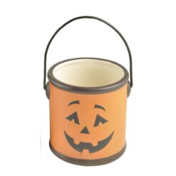 196-39491 JACK-O-LANTERN CERAMIC CONTAINER WITH HANDLE