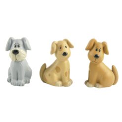 1966-12454 S/3  MINATURE GRAY/TAN/BROWN DOGS
