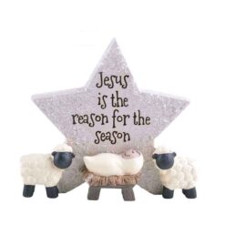 198-12335 JESUS IS THE REASON BABY JESUS AND SHEEP