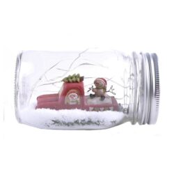 198-12353 FROSTY TREE CO. TRUCK IN MASON JAR WITH LIGHTS