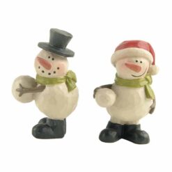 198-12356 SET OF 2 SNOWMEN HOLDING SNOWBALLS RESIN