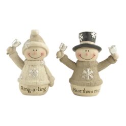 198-12373 SET OF 2 "RING A LING/HEAR THEM RING" SNOWMEN