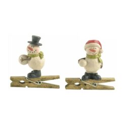 198-52054 SET OF 2 SNOWMEN WITH SNOWBALLS ORNAMENTS