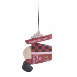 198-52058 ornament-snowman w red and black plaidss in gift box
