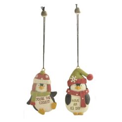 198-52061 ornament-S/2 X'mas penguins