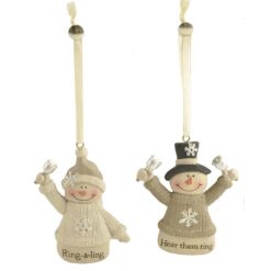 198-52062 S/2 Ornament-Snowman holding bell