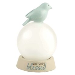 1911-12518 Bird on 8cm glass globe w/LED on base－so very blessed